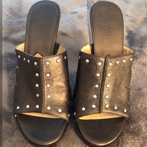 Michael Kors bronzed Leather studded heels